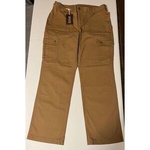 Duluth Trading Co Fire Hose Relaxed Fit Cargo Pants Womens 14 Khaki Work Utility